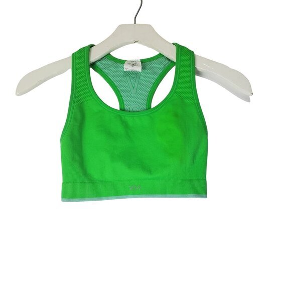 VICTORIA'S SECRET SPORT Women Bra XSmall Neon Green Mesh Elastic Band No Padding - Picture 1 of 6